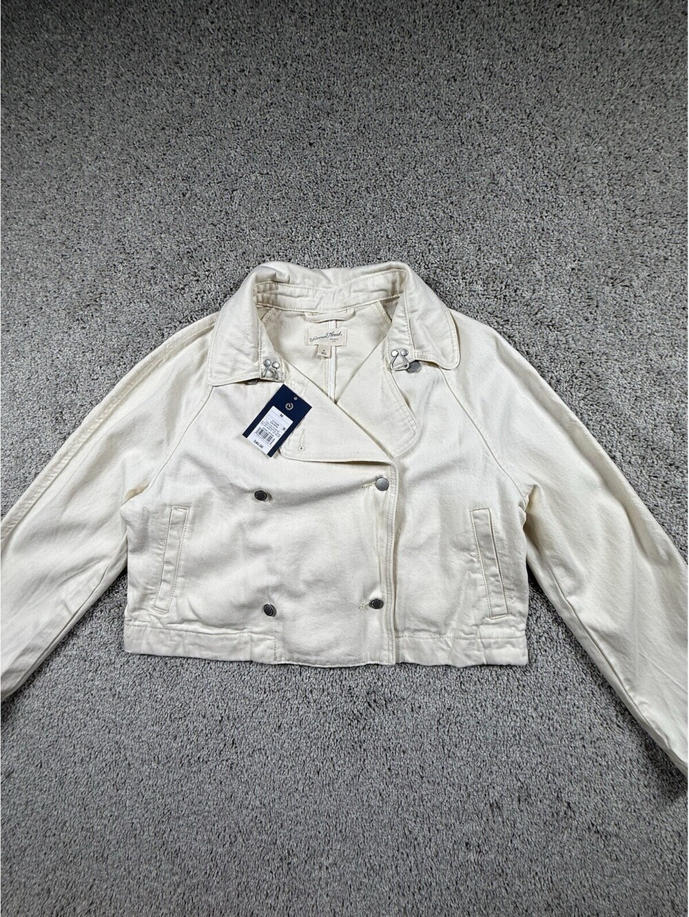 NWT Women Denim Cropped Trench Jacket - Universal Thread Off-White Medium